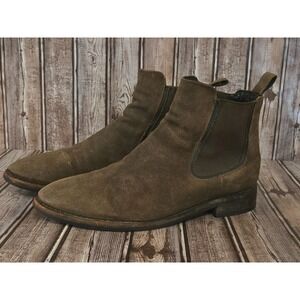 Sz 12.5 Mens Thursday Boot Co. Duke Chelsea Dark Olive Suede Slip On Boots